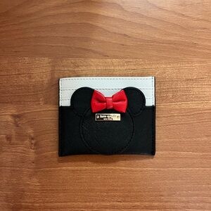 Kate Spade Minnie Mouse Black and White Card Holder with Red Bow